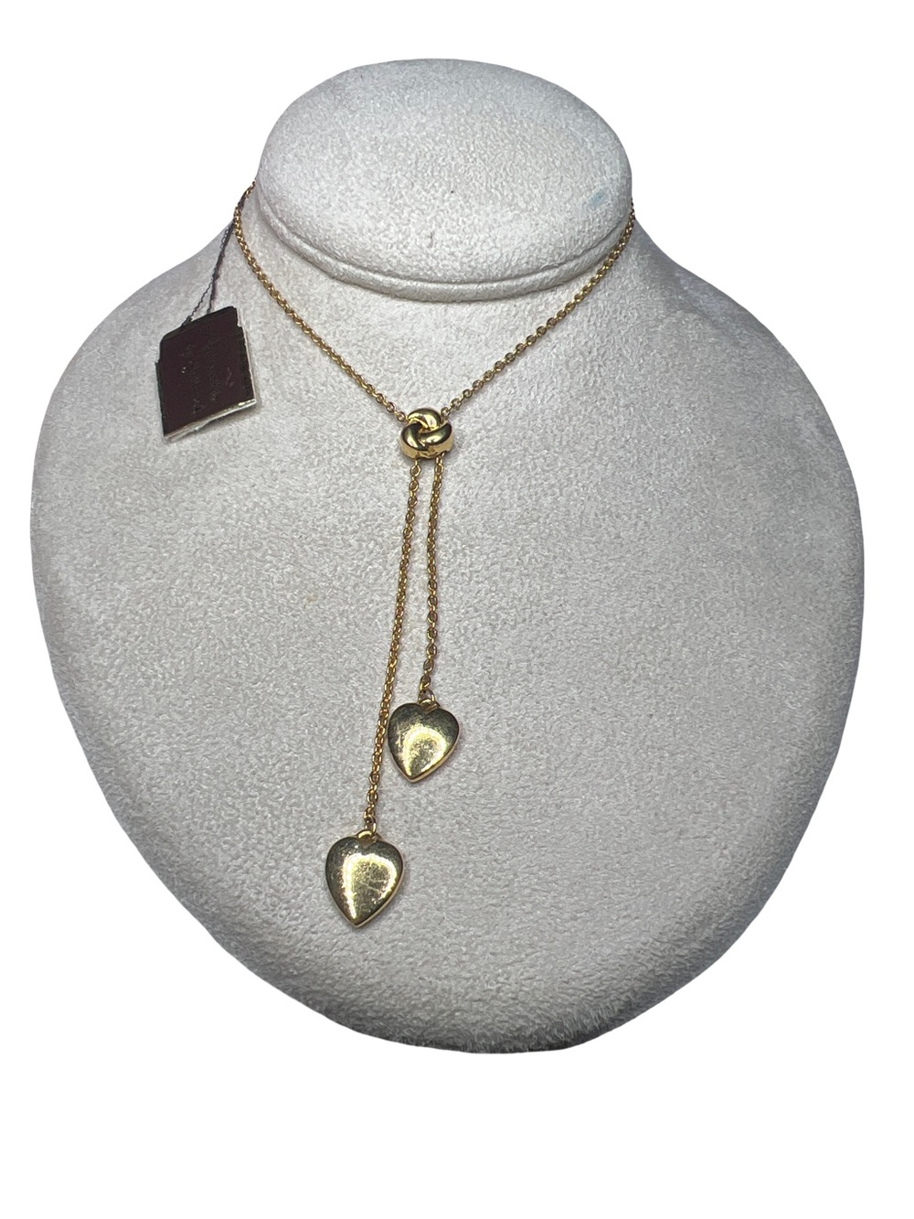 Accents by Hallmark Cards gold tone  Two Hearts Pendant 18" Slide Chain Necklace